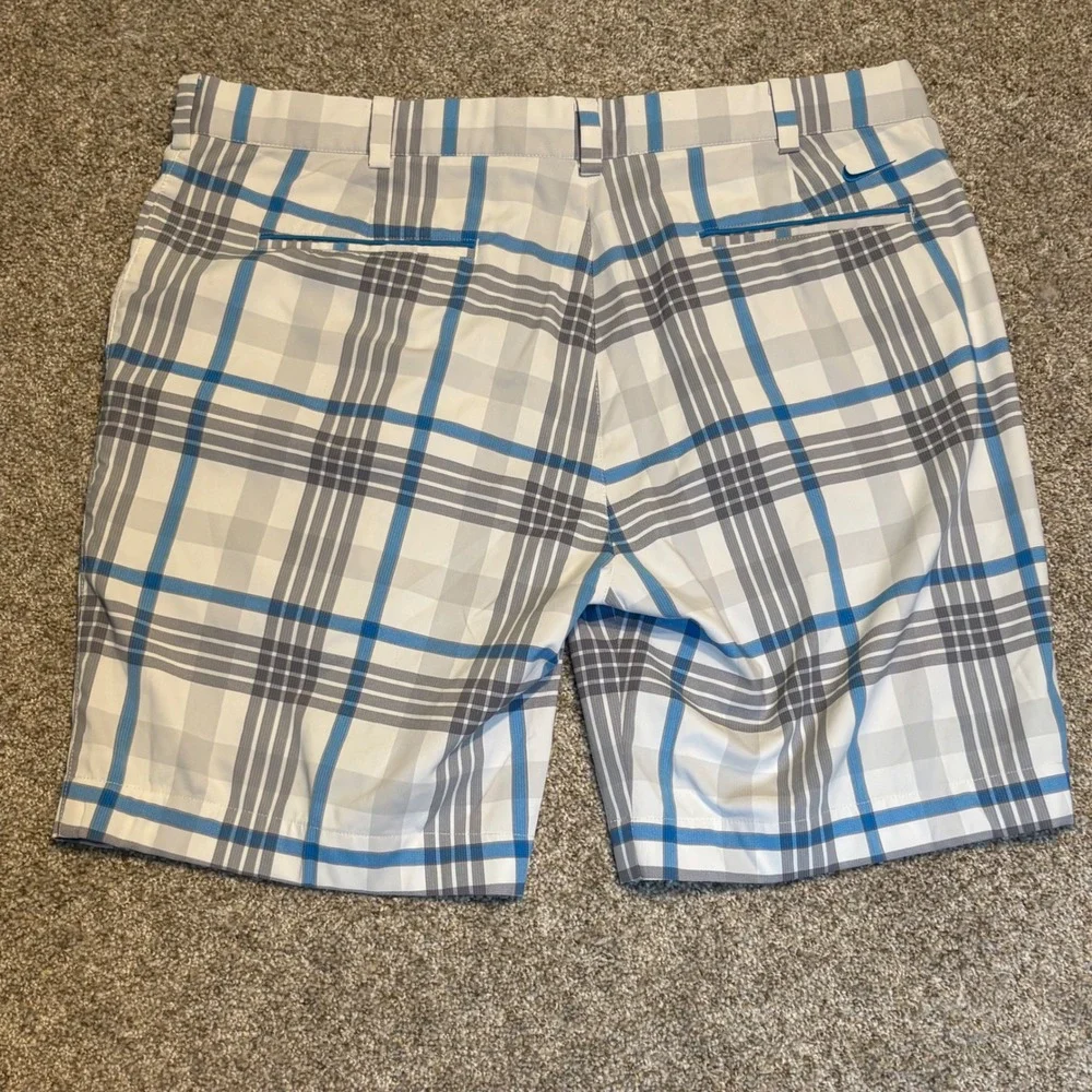 Nike Golf Shorts Mens 36 Blue Plaid Dri-Fit Tour Performance Checkered‎